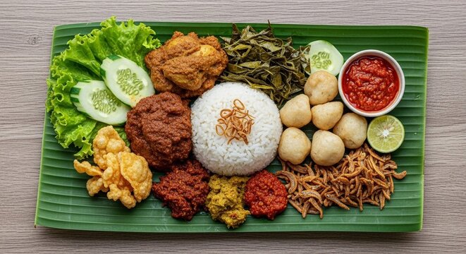 Nasi Padang plate with assorted dishes