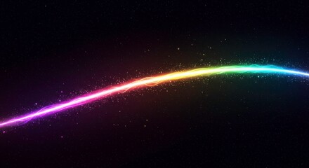 A captivating multicolored light streak dances across a star-studded night sky canvas
