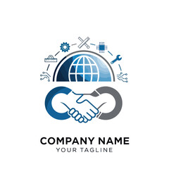 Global Technology Partnership - Handshake and World Integration Logo.