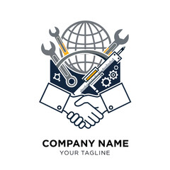 Global Engineering Partnership and Industrial Collaboration Symbol.