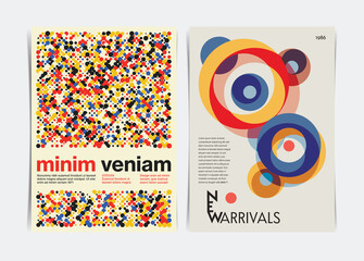 Set of Swiss Style Abstract Poster Template. Vector Illustration.