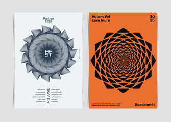 Swiss Style Op Art Poster Template. Vector Illustration.