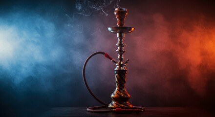 Elegant Hookah Amidst Smoky Hues: A Luxurious Still Life Displaying Tradition and Sophistication