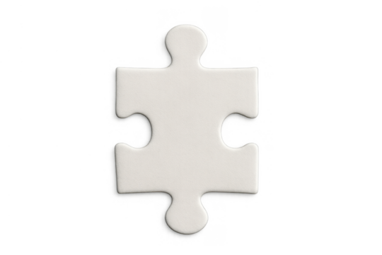 White puzzle piece representing problem solving, connection, solution, strategy, and business concept