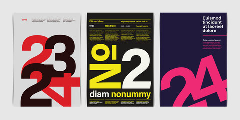 Swiss Numeric Poster Collection. Vector Illustration
