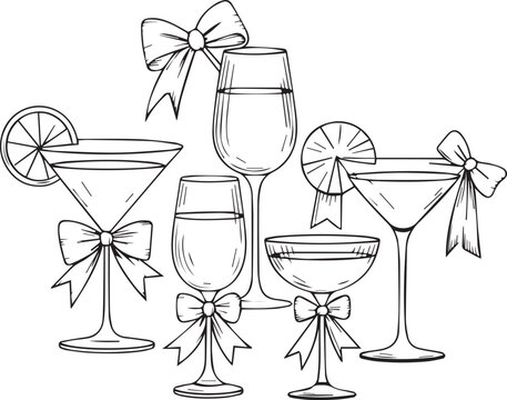 PrVector Icons for Bar Menu, Happy Hour, and Event Invitationsint