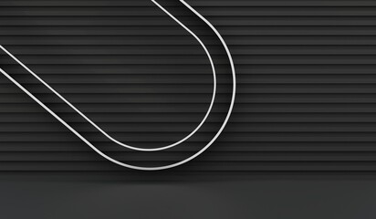 Showroom, stage, black, dark wooden lattice, 3D illustration