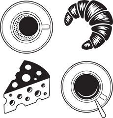 PrBlack Silhouette Illustration for Cafe Menu and Morning Mealint