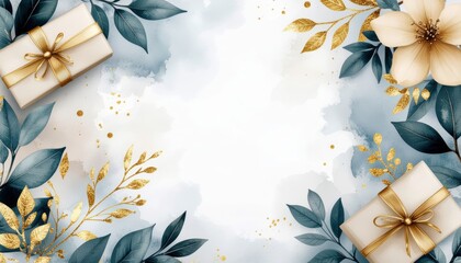 Celebratory gift presentation elegant decor setting visual art stylish floral arrangement aesthetic perspective festive concept for celebrations and events