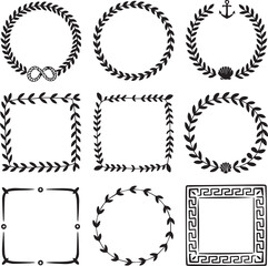 PMonochrome Botanical Wreath or Decorative Framerint