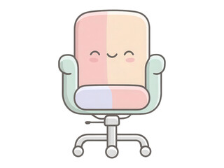 A cartoon chair with a smiling face on it