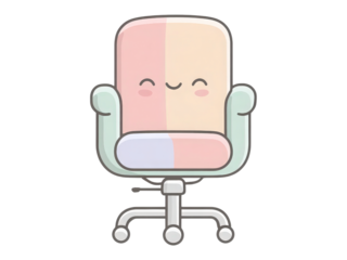 A cartoon chair with a smiling face on it