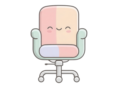 A cartoon chair with a smiling face on it