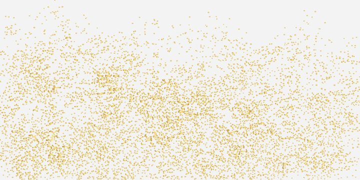 Vector halftone gold dots gradient diagonal tilt on black. Abstract dotted pattern with tonal gradation.