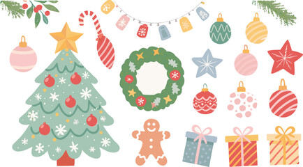 Merry Christmas – Ornaments & Decorations Illustration”