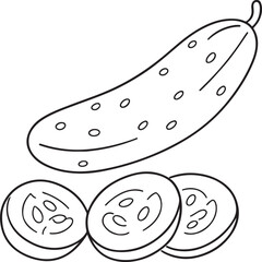 cucumber line art silhouette vector art illustration
