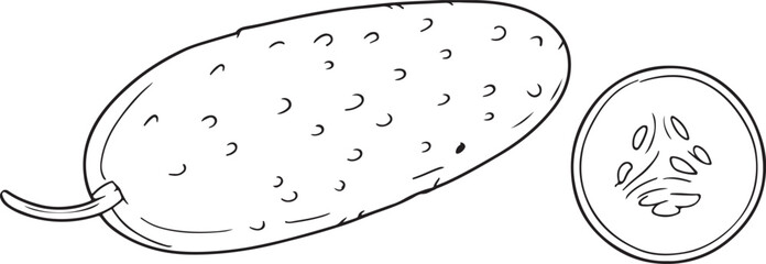 cucumber line art silhouette vector art illustration

