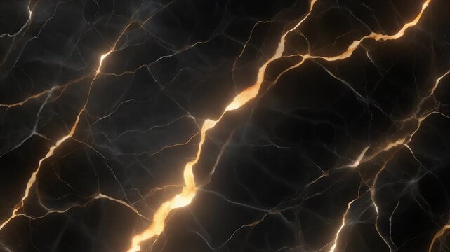 Dramatic golden veins shimmer across dark marble creating a luxury and sophisticated background, use for web design or high-end branding
