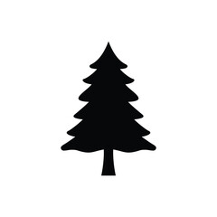 Christmas pine tree silhouette vector flat design on white background.