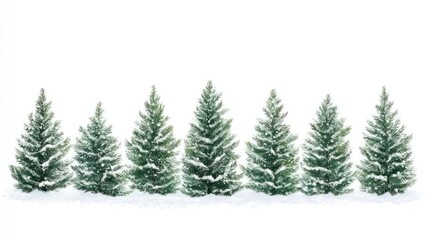 Fototapeta premium Snowy pine forest for Christmas trees illustration landscape.
