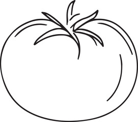 Simple black and white illustration of a tomato