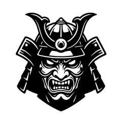 Powerful Samurai Warrior Illustration, A Symbol of Strength and Protection, Japanese Warrior with Menacing Mask, Perfect for Tattoo Designs, Martial Arts Logos, and Historical Projects
