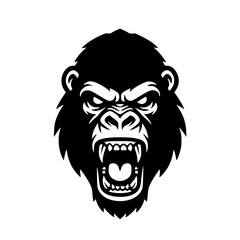 Fierce gorilla head roaring with sharp fangs and intense eyes, embodying raw power and primal energy for bold branding and dynamic designs