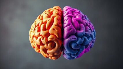 hemisphere. Abstract artistic representation of brain hemispheres contrasting creativity and logic through textures. wellbeing guides.