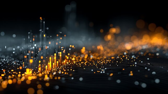 Abstract data stream visualization with illuminated particles - Powered by Adobe