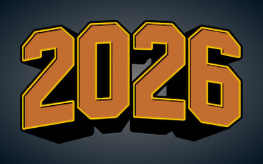 Bold Sporty Style Number 2026 on Dark Gray Background