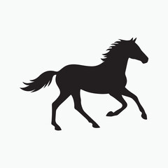 Running Horse Silhouette on Black Background