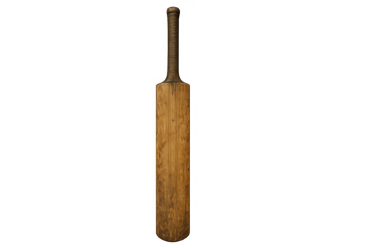 Wooden cricket bat for team sport, playing game equipment, vintage handle for hitting ball - Powered by Adobe