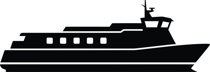 Ferry boat vector illustration silhouette cruise ship transport icon art eps
