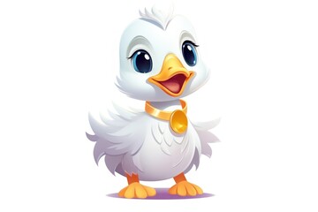 Fototapeta premium Duck character wear jewelry animal cartoon white.