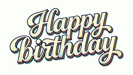 Creative art word "happy birthday", font design, hand-drawn vector illustration