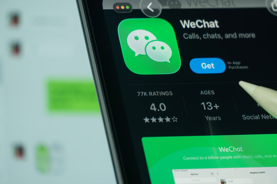 Dhaka, Bangladesh- 24 Oct 2025: A iPad screen displaying the WeChat app on App store.