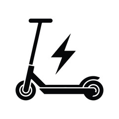 Simple silhouette icon of an electric scooter with a lightning bolt