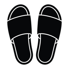 Simple black outline of two open toe slip on sandals