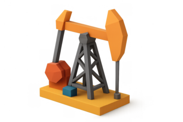 Oil pumpjack extracting petroleum fuel from ground producing energy for industry low poly 3d render