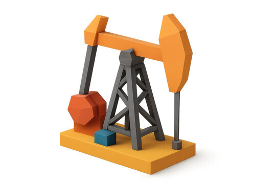 Oil pumpjack extracting petroleum fuel from ground producing energy for industry low poly 3d render - Powered by Adobe