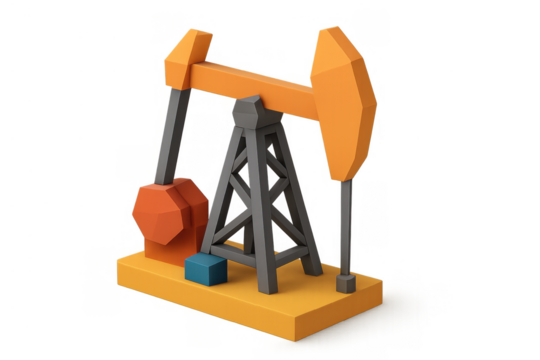 Oil pumpjack extracting petroleum fuel from ground producing energy for industry low poly 3d render