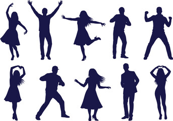 Silhouette dancing people vector illustration design stock graphic eps