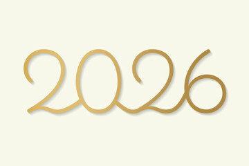 golden line drawing illustration of New Year 2026- vector illustration