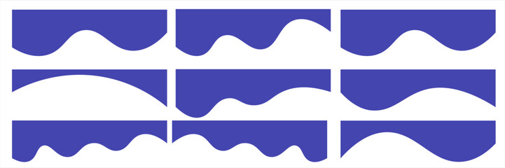 Collection of dividers shape templates. Modern separator header for website and app. Curve lines, wave collection of abstract design element for top and bottom page web site.