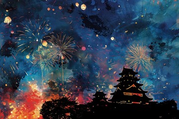 Fireworks celebration outdoors night.