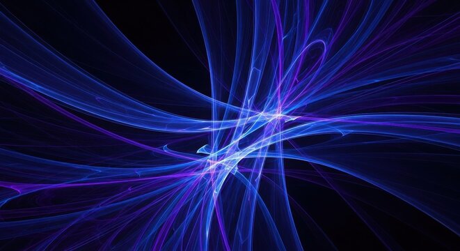 Abstract blue and purple energy trails on a dark background