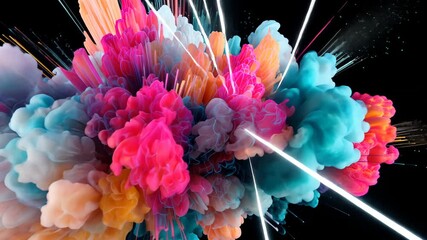 Abstract Art Colorful Explosion: 3D Smoke Clouds with Vibrant Dynamic Patterns in Modern Digital Art and Graphic Design