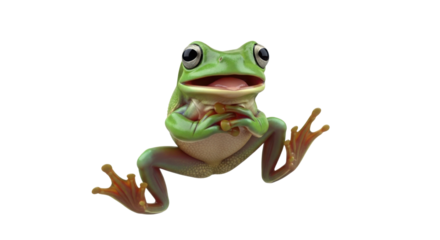Smiling Green Tree Frog isolated PNG with Transparent Background