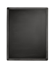 Fototapeta premium Sleek black rectangular tray with polished reflective surface on transparent background