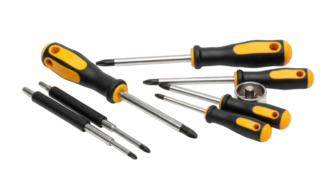 Screwdriver set against the transparent background